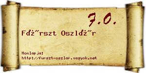 Fürszt Oszlár névjegykártya